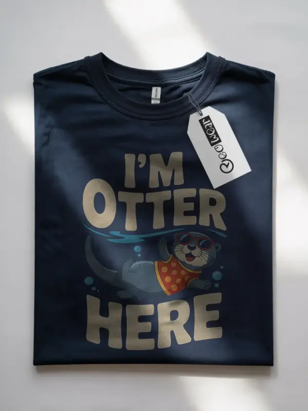 Navy Funny Otter Pun T-Shirt front view