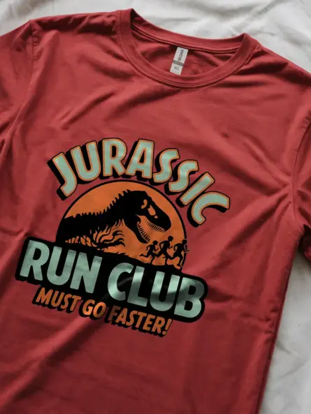 Red Retro Jurassic Run Club T-Shirt