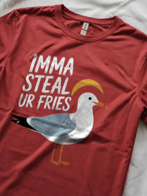 Red funny seagull t-shirt cute animal pun t-shirt for summer