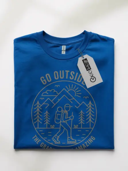 Royal Blue Minimalist Hiking Graphic T-Shirt front view