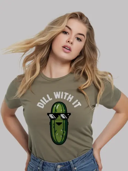 Military green Retro Pickle Pun Tee lifestyle