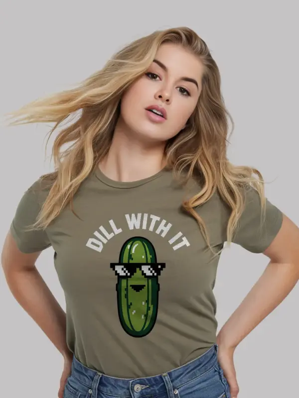 Military green Retro Pickle Pun Tee lifestyle