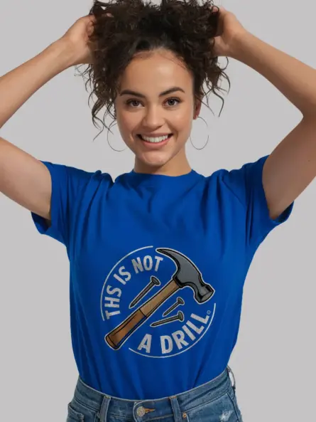 Royal Blue shirt in workshop setting, lifestyle shot