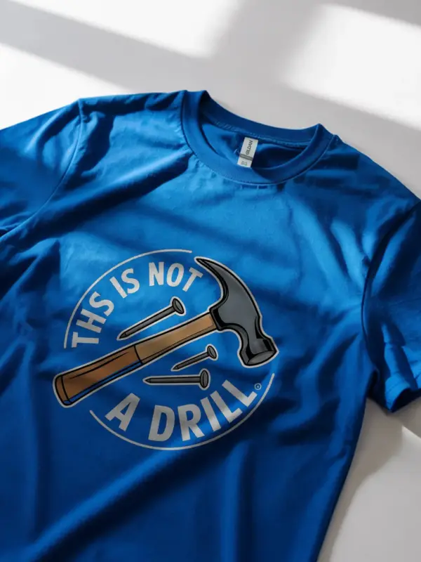 Royal Blue hammer and nails joke tee