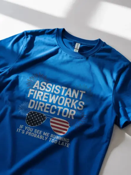 Royal blue funny fireworks director shirt – 4th of july celebration