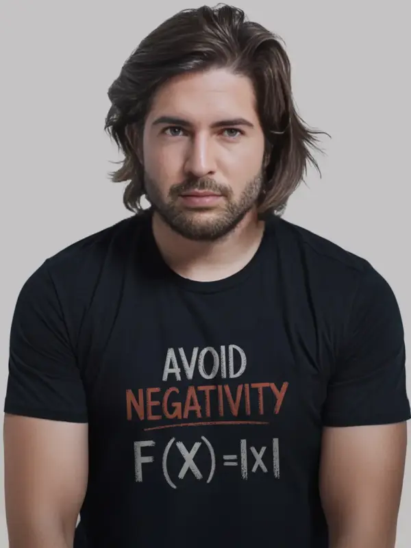 Avoid negativity math nerd shirt in black – funny math teacher tee