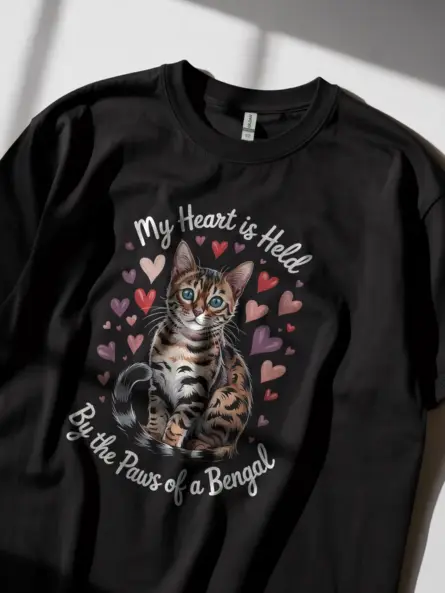 Bengal Cat Heart Shirt in Black – My Heart Is Held Tee