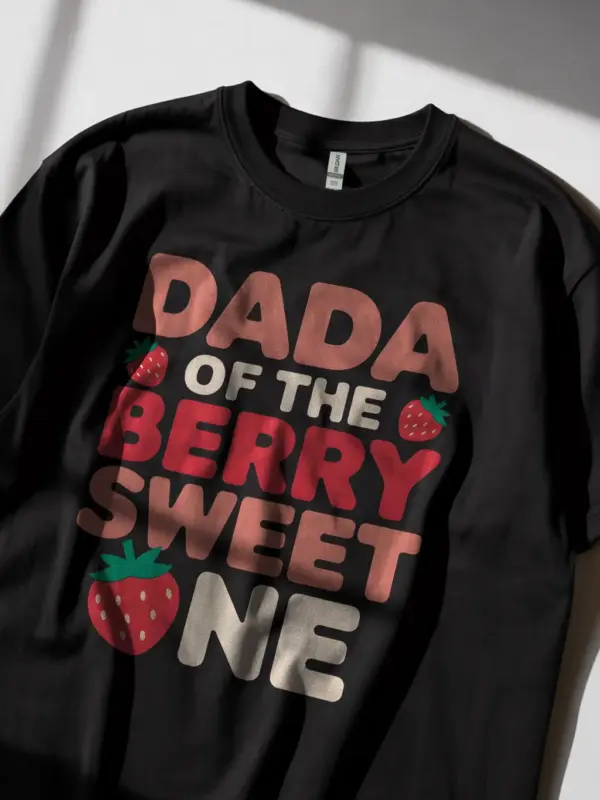 Berry sweet one dada shirt in black – first birthday dad tee