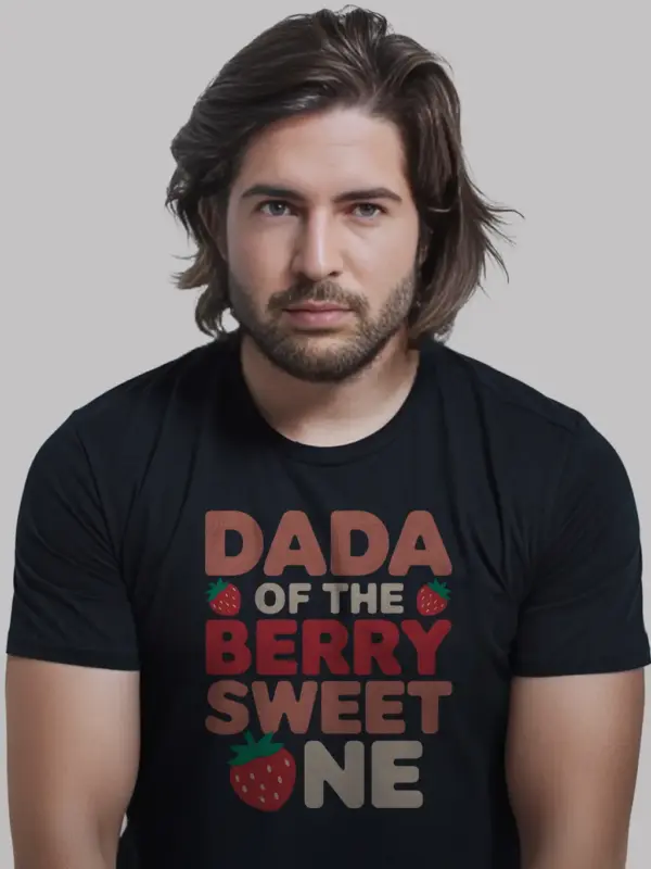 Berry sweet one dada shirt in black – first birthday dad tee