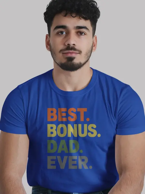 Royal blue best bonus dad ever shirt – gift for stepdad