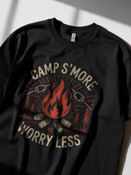 Black camp s'more worry less t shirt vintage campfire tee