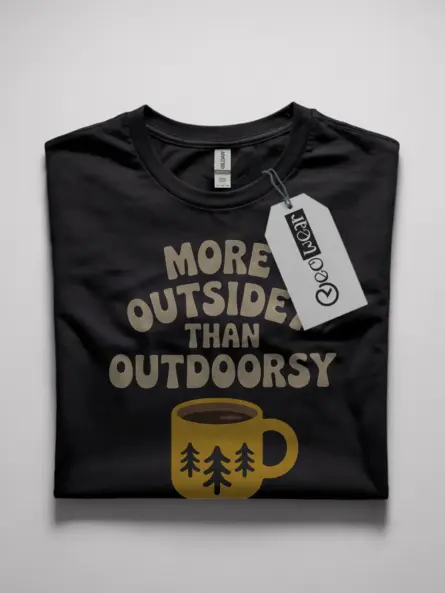 Black Cozy Camper T-Shirt funny camping coffee shirt for indoorsy people front view