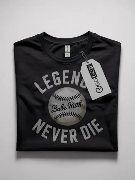 Black Legends Never Die Baseball T-Shirt legends never die babe ruth shirt vintage style front view