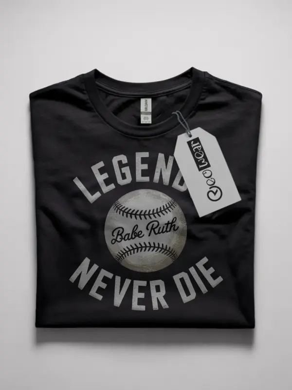Black Legends Never Die Baseball T-Shirt legends never die babe ruth shirt vintage style front view