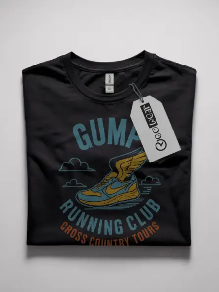 Black Forrest Gump Running Club T-Shirt retro forrest gump running club shirt front view