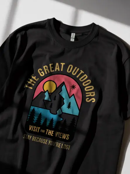 Black buy vintage outdoor adventure t-shirt scenic hiking tee