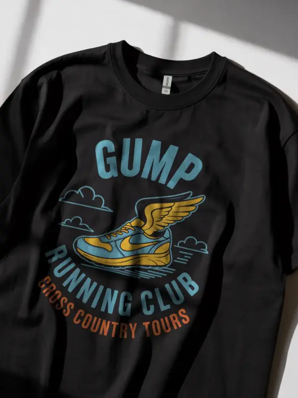 Black Forrest Gump Running Club T-Shirt vintage style running club tee for movie fans