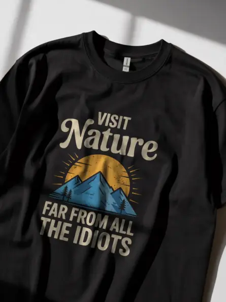 Black funny vintage nature escape t-shirt hiking sarcasm tee