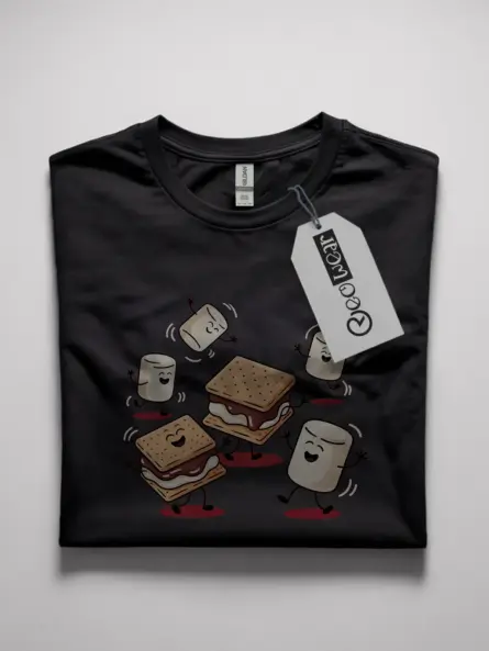 Black front view how smores are made t shirt cartoon food