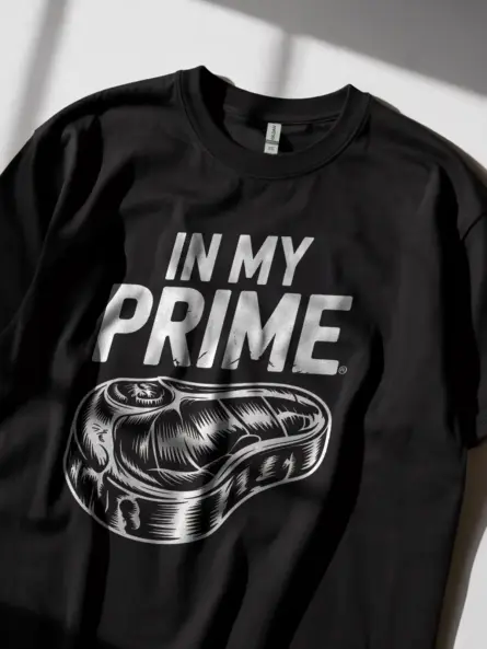 Black In My Prime Steak T-Shirt vintage ribeye steak graphic t-shirt side view