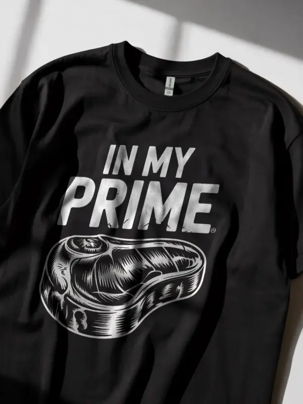 Black In My Prime Steak T-Shirt vintage ribeye steak graphic t-shirt side view