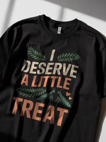 Black Praying Mantis T-Shirt Aesthetic minimalist bug t-shirt with positive affirmation side view