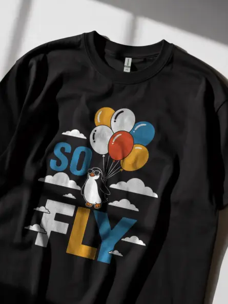 lack So Fly Penguin Graphic Tee back view – bird enthusiast apparel