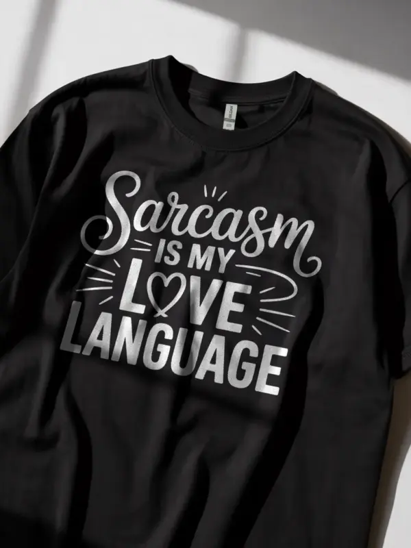 Black back view sarcasm love language tee – sarcasm-love-language-t-shirt