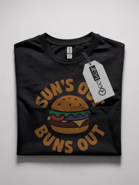 Black Sun's Out Buns Out Burger Tee lifestyle – burger pun shirt