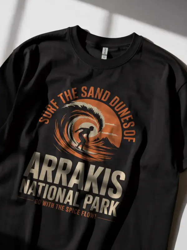 Black Surf the Sand vintage desert surf t-shirt