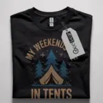 weekend camping pun t-shirt