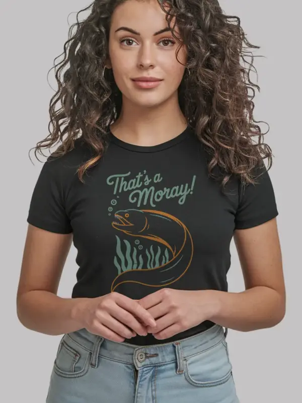 Black Moray Eel Pun T-Shirt view – vintage sea creature design