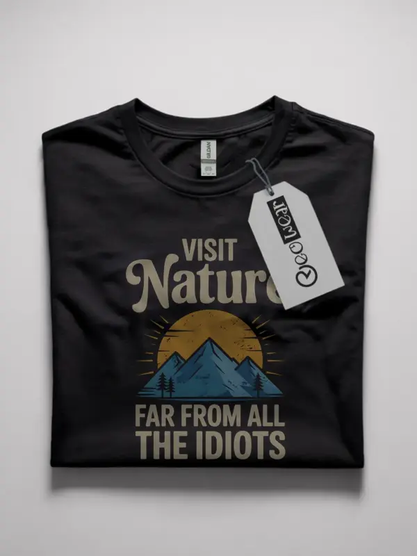 Black funny vintage nature escape t-shirt mountain landscape apparel