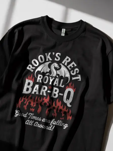 Black House of the Dragon BBQ T-Shirt vintage style dragon barbecue t-shirt side view