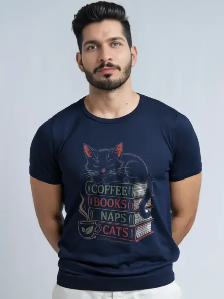 Adorable book lovers shirt cozy cat & coffee tee - image 6