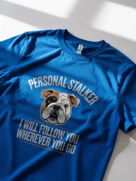 Royal blue bulldog t-shirt – funny dog shirt