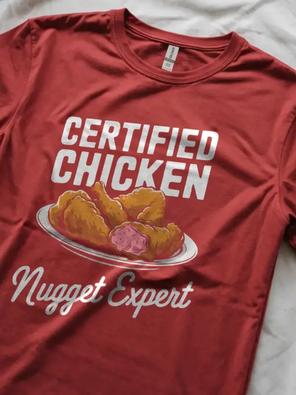 Red certified chicken nugget expert shirt – funny chicken nugget tee