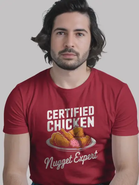 Red certified chicken nugget expert shirt – funny chicken nugget tee