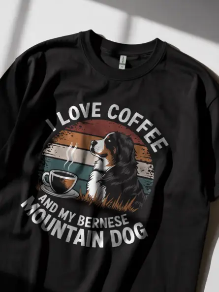 Coffee and Bernese Dog Shirt in Black – Coffee Lover Tee
