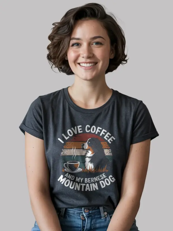 Dark heather coffee and bernese dog shirt – funny dog lover gift