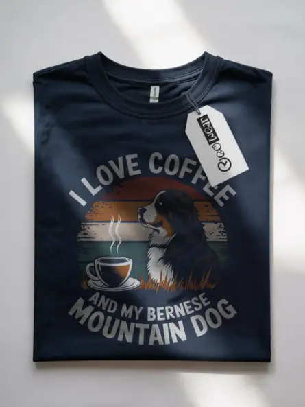 Navy coffee and bernese dog shirt – cute berner t-shirt