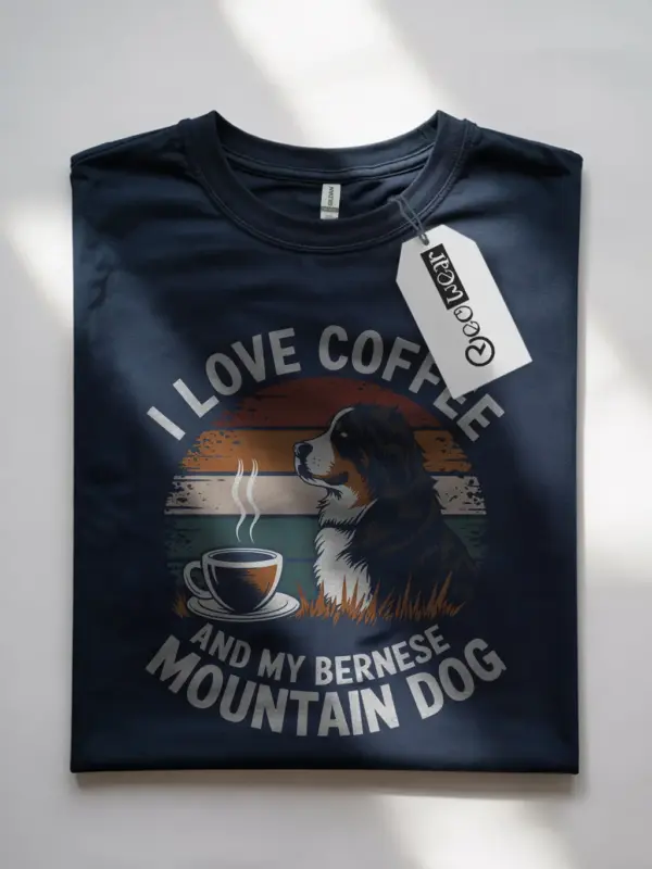 Navy coffee and bernese dog shirt – cute berner t-shirt