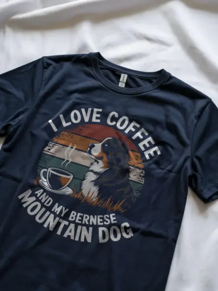 Navy coffee and bernese dog shirt – cute berner t-shirt