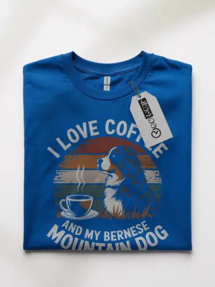 Royal blue coffee and bernese dog shirt – dog mom dad tee