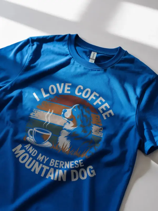 Royal blue coffee and bernese dog shirt – dog mom dad tee