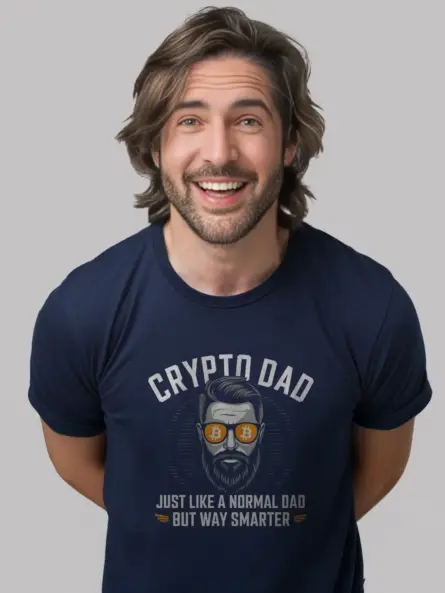 Navy crypto dad shirt – smart crypto daddy tee
