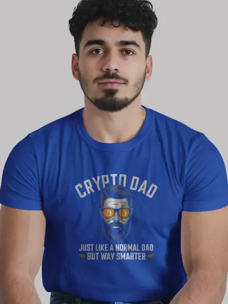 Royal blue crypto dad shirt – cryptocurrency gift for men