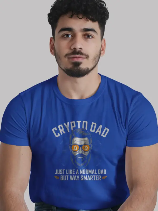 Royal blue crypto dad shirt – cryptocurrency gift for men