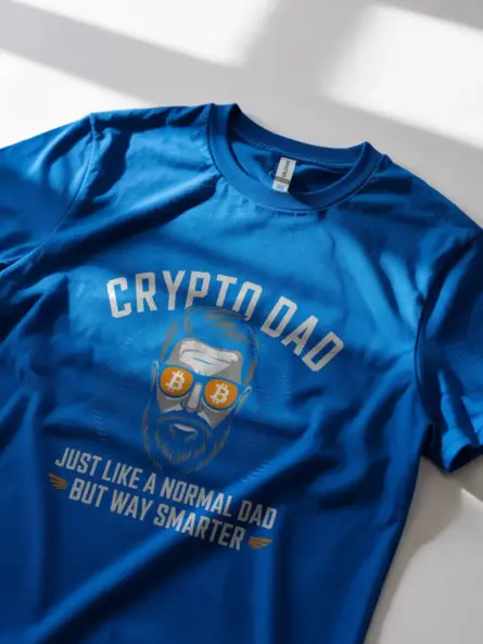 Royal blue crypto dad shirt – cryptocurrency gift for men