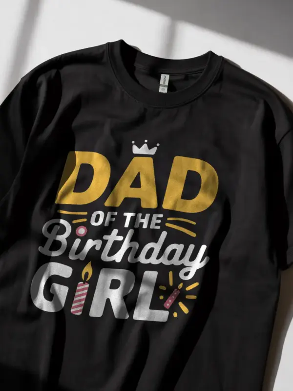 Dad of the birthday girl shirt in black – birthday party tee